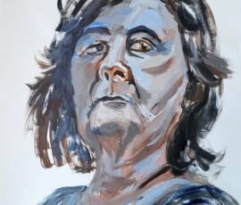 Zelfportret. Acryl op papier, 50 x 65 cm