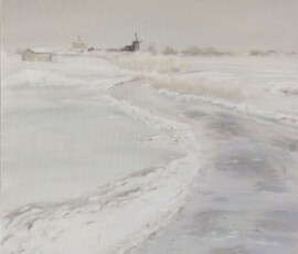 Winter in de polder. 2010. Olieverf op paneel, 40 x 40 cm.